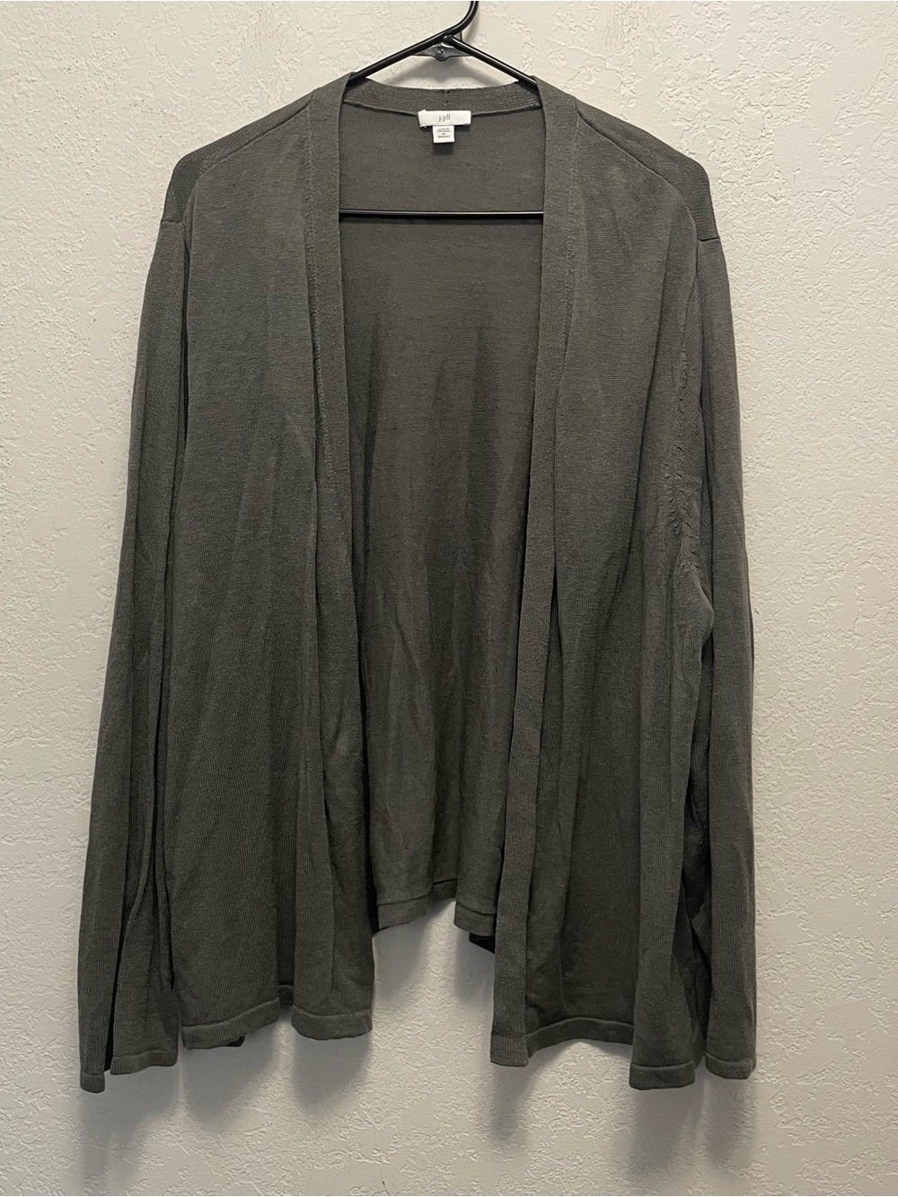J. Jill Linen Blend Grey Cardigan Open Front Draped Lightweight Career 3X